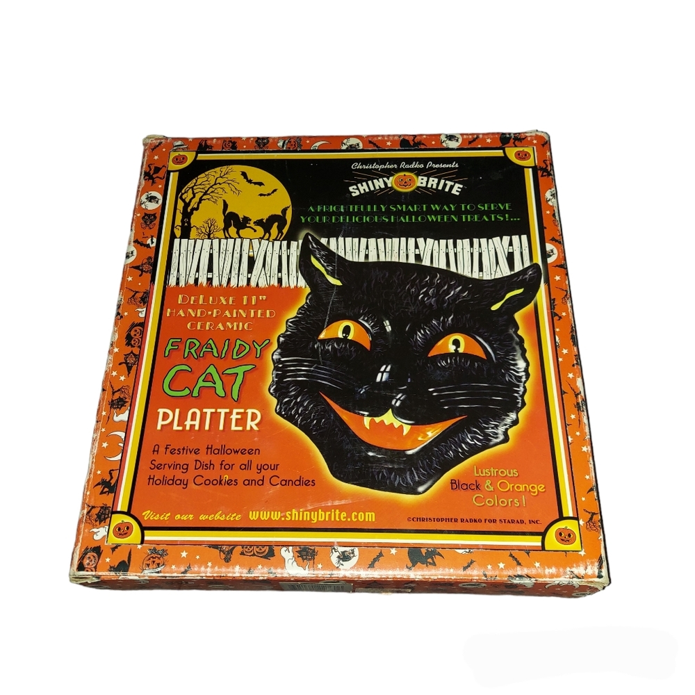 Shiny Brite Christopher Radko Fraidy Cat Deluxe 11" Hand Painted Ceramic Platter